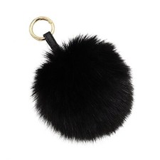 4.7" Faux Fur Pom Pom Keychain Purse Bag Charm Fluffy Ball Key Chain for Black