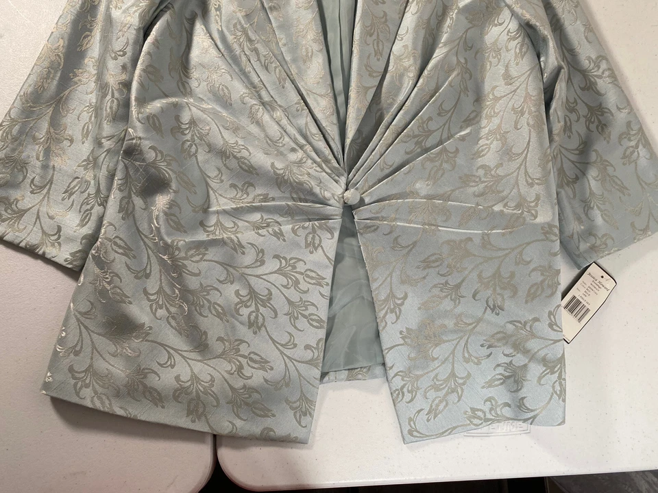 Jessica Howard Blazer Womens 12W 12  Light Teal One Button 3/4 Sleeve - Image 4 of 4