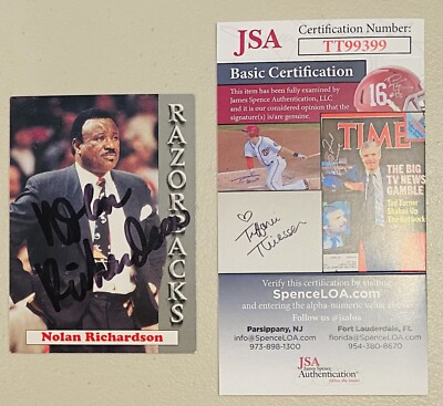 Nolan Richardson Signed Autographed 1993 Arkansas Card #1 JSA Cert