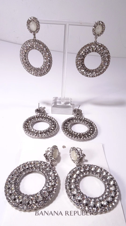 PENDIENTES CORONA CRISTAL ÓPALO PLATA BANANA REPUBLIC PARA MUJER NUEVOS CON ETIQUETAS $68 Foto 3 de 4