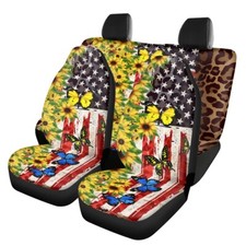 Full Set Of Leopard Print Car Elastic Seat Covers Front And Rear Interior Floral Full Set Of Leopard Print Car Elastic Seat Covers Front And Rear Interior Floral