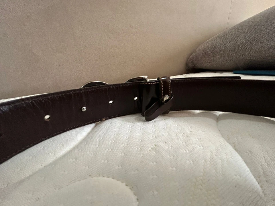 S10# Cinturón Dolce Gabbana Cuero Marrón para Hombre Hecho en Italia Longitud: 29 Pulgadas Foto 3 de 4