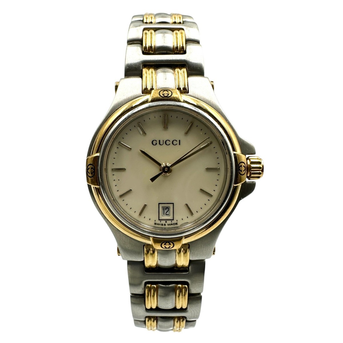 ❤︎GUCCI 9040Lレディースコンビ ゴールド×シルバー ‪‪❤︎‬ GUCCI 9040L Ladies Quartz Stainless Steel Wristwatch Watch
