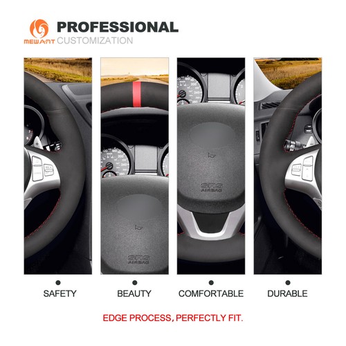 Funda de volante de gamuza negra MEWANT Custom para Hyundai Genesis Coupe Rohens - Imagen 5 de 9