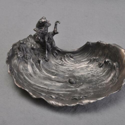WMF Rare Art Nouveau Bowl, Flute Playing Frog, Silver Plated - 第 1/8 張圖片