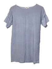 Madewell Womens shirt Dress short mini striped blue viscose flare sleeves Small