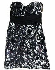 Xtraordinary Strapless Dress Silver Sequence Smal Black Prom Evening Gown Formal