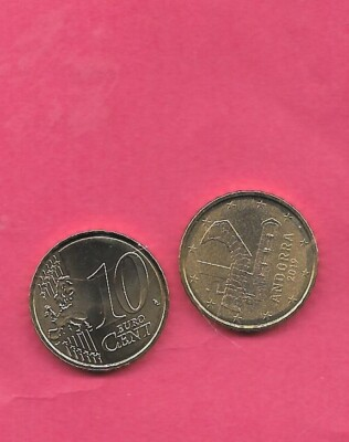 #ad ANDORRA 2019 UNCIRCULATED BU UNC MINT 10 EURO CENTS NEW COIN $1.45