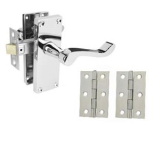 Victorian Scroll door handle pack Polished Chrome Latch/Keyhole/Bathroom/Privacy