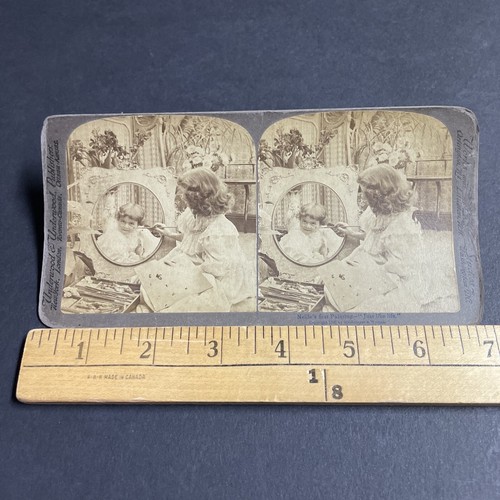 Antike 1897 viktorianische optische Illusion Zaubertrick Stereoansicht Fotokarte P4289 - Bild 4 von 5