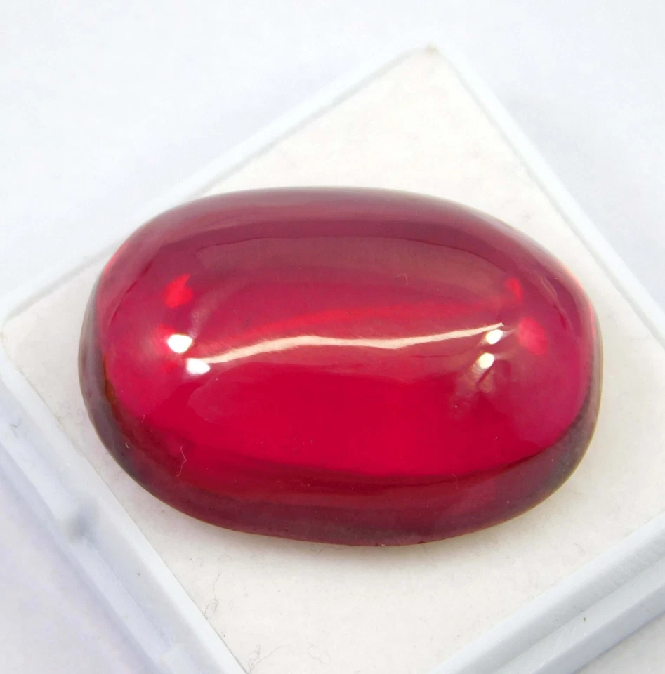 Certified 45.15 Ct Natural Burma Red Ruby Oval Cabochon Cut Loose Gemstone - Image 2 of 4