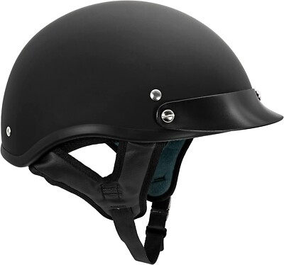 VCAN V5- Motorcycle Half Shell Helmet ( DOT Approved/ V515:23/ Flat Black / M )