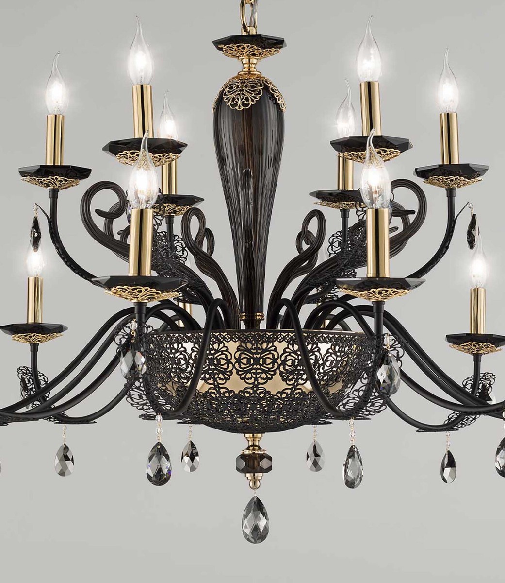 フッチェンロイター燭台x2、エッグスタンドx5、SAVARIA 燭台X1合計8点 Classic Black And Gold Crystal Chandelier With 18 Lights