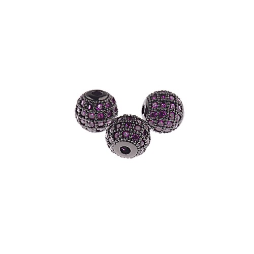 Zircon Gemstones Pave Round Ball Bracelet Connector Charm Beads Silver Gold Rose - Picture 32 of 43