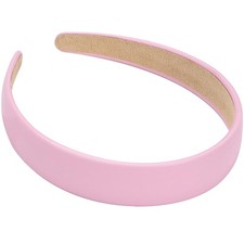 Pink 1 Inch Wide Padded PU Leather Non Slip Hard Headband Hair Accessories