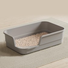 Extra Large Cat Litter Box with High Sides, Easy to Clean, Low Entry, Grey