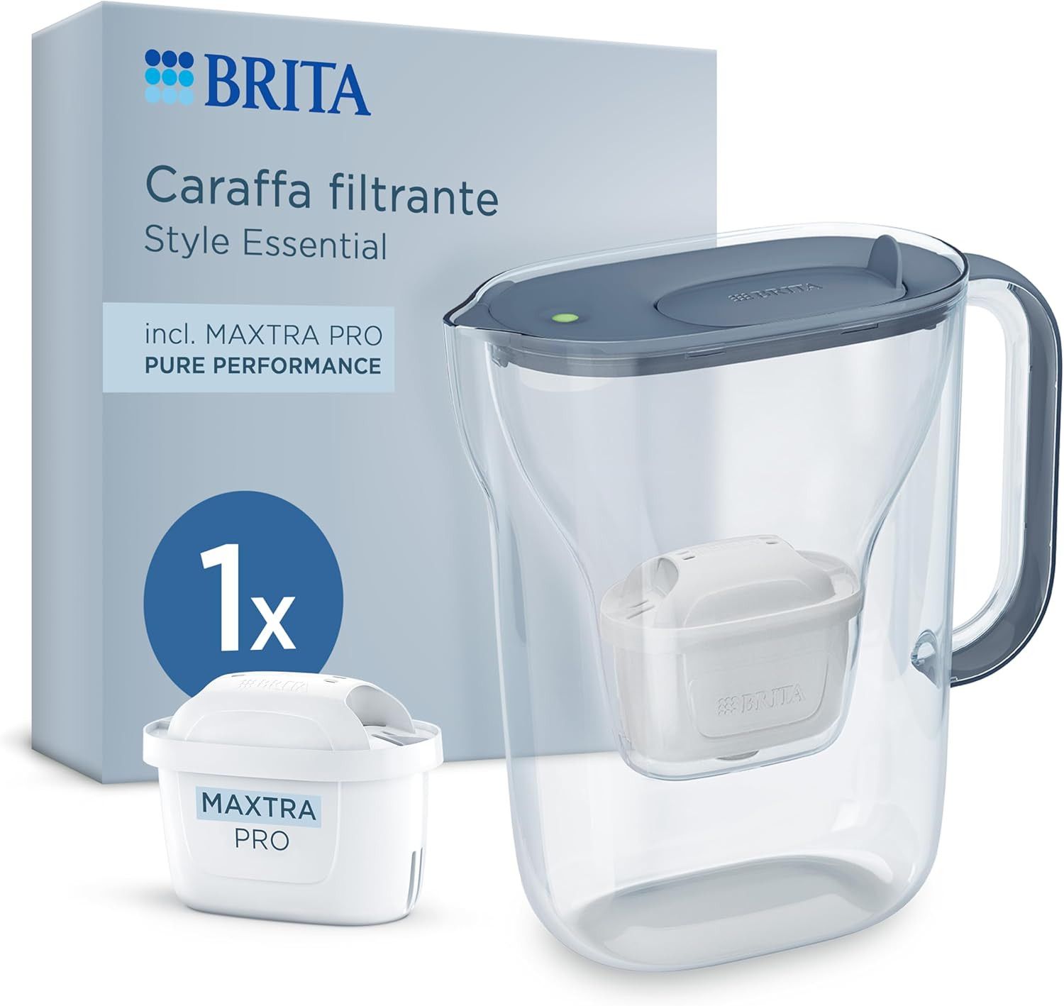 Caraffa Filtrante Style Essential Stone Blue (2.4L) Incl. 1X  MAXTRA PRO PURE PE