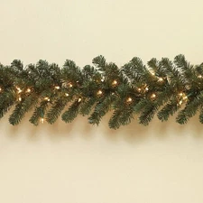 Pre Lit Balsam Pine Christmas Garland 9 Feet Long New