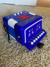 CHILDRENS Accordion Kids Musical w 7 Buttons 2 Bass Blue Musical Instrument