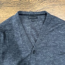 Banana Republic Men's Medium Gray Cardigan Sweater Merino Wool Blend Button