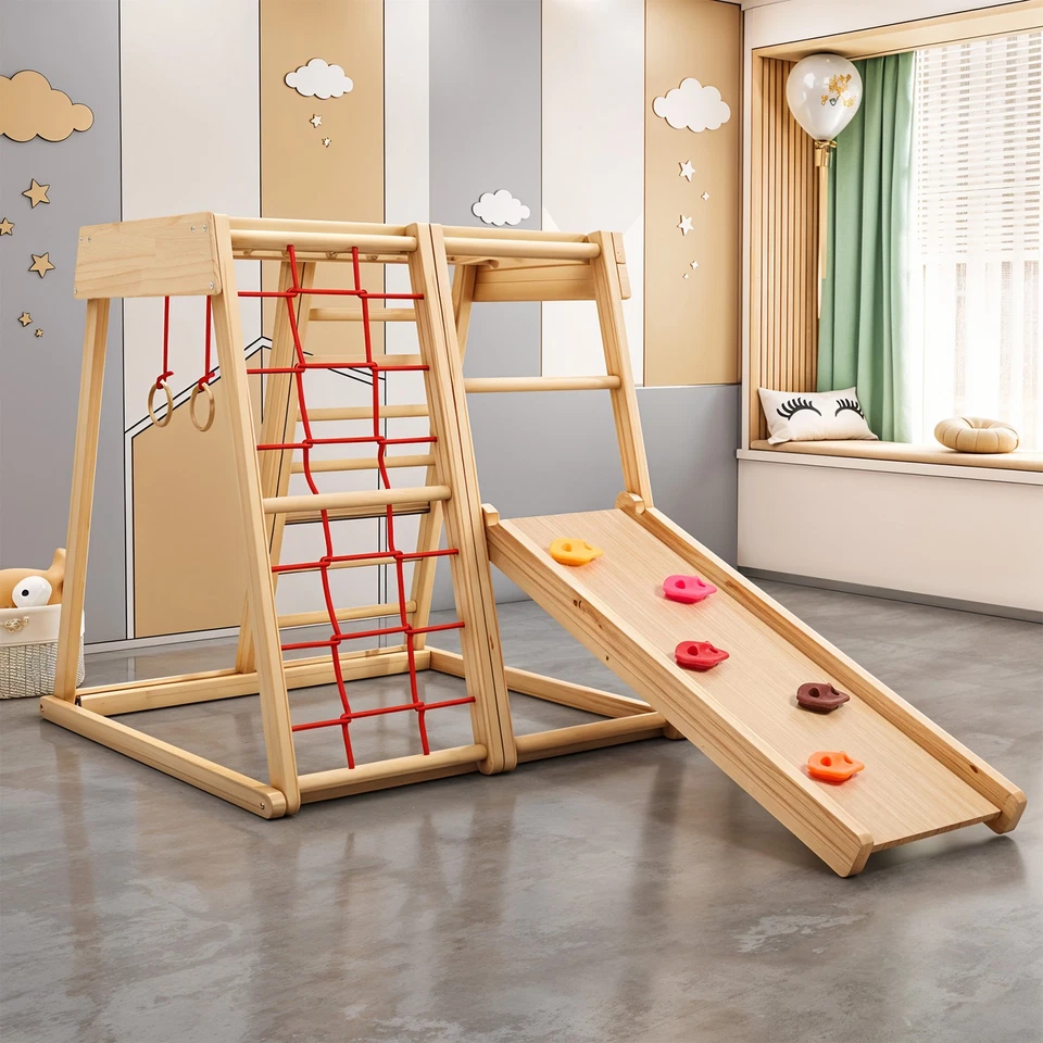 Indoor Jungle Gym Kids Climbing Frame with Slide and Swing Toddler Climber Set - Image 2 of 4