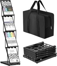 1 Piece Foldable Magazine Rack Metal Catalog Literature Rack Portable 4 Pockets