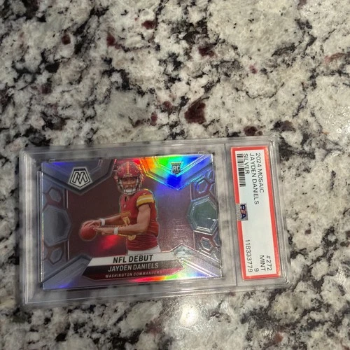 2024 Panini Mosaic NFL Debut Silver Prizm Jayden Daniels PSA 9 MINT Rookie RC