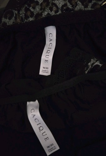 Cacique 2 Pc Metallic Leopard Print Black Lace Cami &Shorts PJ Set Sz 18/20 NWT - Picture 11 of 16