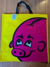 NEW NWT Bonus Yellow Pink Pig Reusable Grocery Tote Bag Waterproof from Iceland