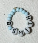Vintage Milk Glass Bead Name Hospital ID Bracelet 1950's