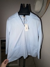 Tory Burch Cotton Pocket V-Neck Long Sleeve Tunic Blue Mist US M