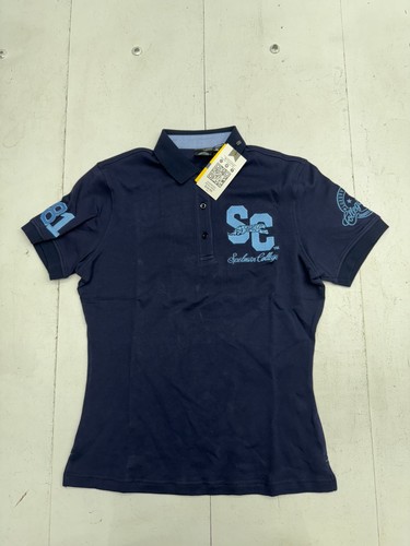 Collegiate Luxe Navy Blue Spelman College Short Sleeve Polo Shirt Womens Size XL