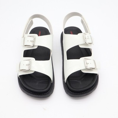 Unionbay Vega White Croc Embossed Double Buckle Slingback Sandals U4VEG20 9M