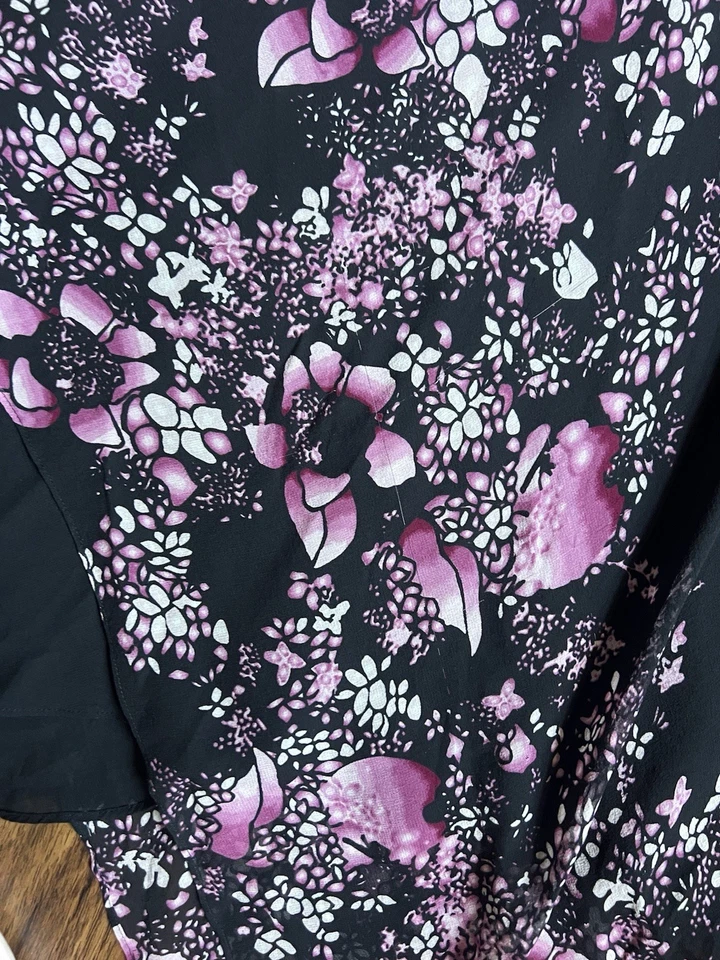 Falda de seda vintage Y2K Express talla 8 negro rosa floral pañuelo Fairycore Foto 4 de 4