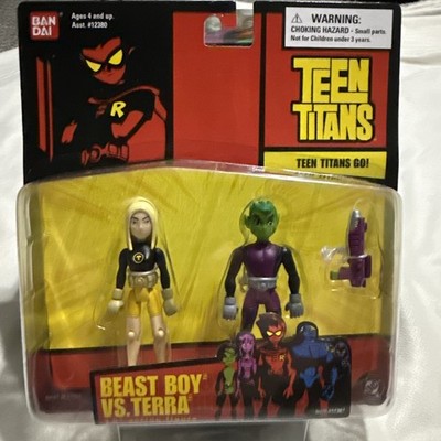Teen Titans Go! Beast Boy vs. Terra Action Figure Set NEW 2004 Bandai 3.5 