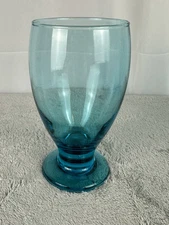 Vintage Libbey Aqua Teal Blue Footed Cocktail Iced Tea Glass Tumbler