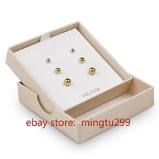 Solid 14K Gold Ball Stud Earrings (3-Pair-Pack) 3MM 4MM and 5MM Choose A -Color