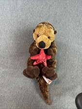 Aurora Sea Otter Brown Holding Red Starfish Plush Stuffed Animal Toy Plush 9