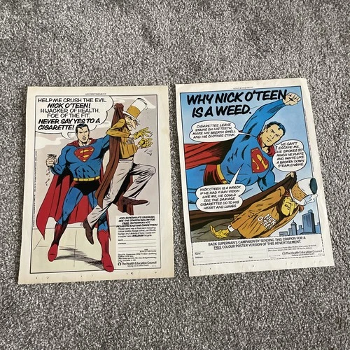 Health Education Council Poster Adverts - Superman & Nick O’Teen - 1981 A4