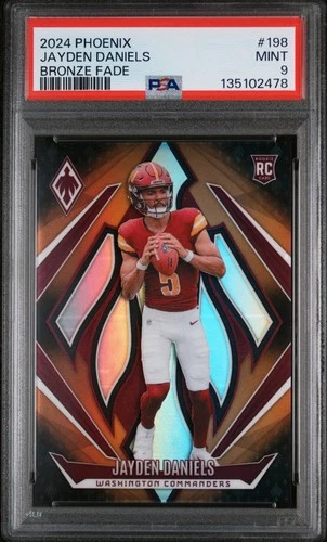 2024 PANINI PHOENIX BRONZE FADE #198 JAYDEN DANIELS ROOKIE RC 49/125 PSA 9