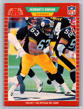 1989 Pro Set DERMONTTI DAWSON Rookie Card RC #344 Steelers. rookie card picture