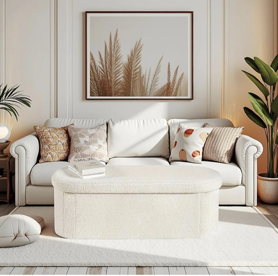 Ottoman Storage Seat Stool Trunk Toy Chest Bedding Blanket Box Folding Footstall - Image 2 of 4