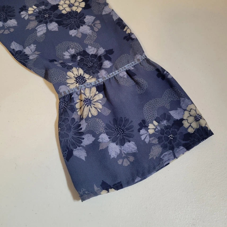 Blusa Venezia Transparente Talla 18/20 Túnica Floral Camisa Manga Larga Campana Mujer 0722 Foto 3 de 4