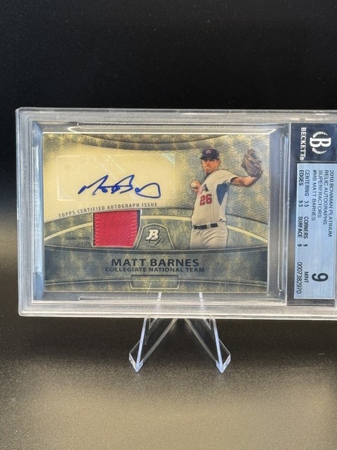 2010 Bowman Platinum Relic Auto Superfractors Matt Barnes BGS 9/10 1/1