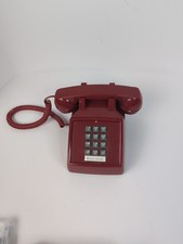 Cortelco Red Analog Desk Telephone 250047-VBA-20M Retro Push Button Volume Cord