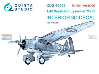 QTSQDS48583 1:48 Quinta Studio 3D Decal - Lysander Mk.III (AFX kit) Small
