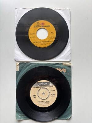 2 X Tiny Tim Vinyl 7  Single Records Tip-Toe Tulips Great Balls Fire