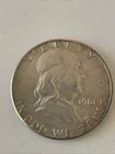 1961 50 Cent Franklin Half Dollar Coin No Mint Mark
