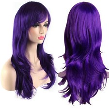 Women Long Purple Anime Wig Layered Cosplay Party Synthetic Hair Keywords utili