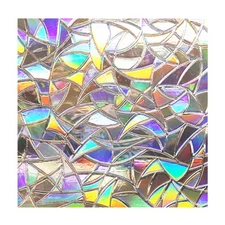 Window Privacy Film,Stained Glass 3D Decals Sun Blocking Static Cling 35.4x39.4"